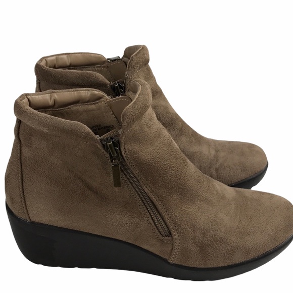iComfort Brown Suede Fabric Wedge Booties size 9 - Picture 6 of 9